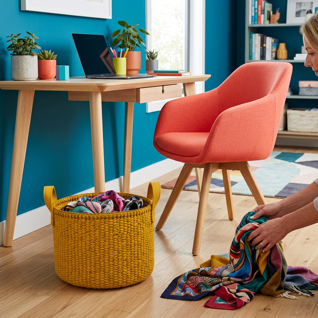 Storage basket used in home office