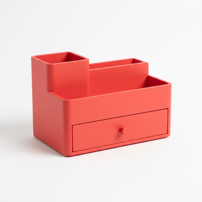 Coral red desktop organizer white background