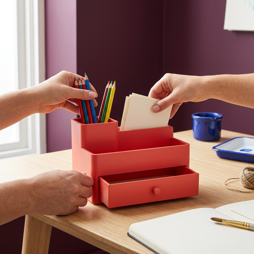 Coral organizer used in creative studio