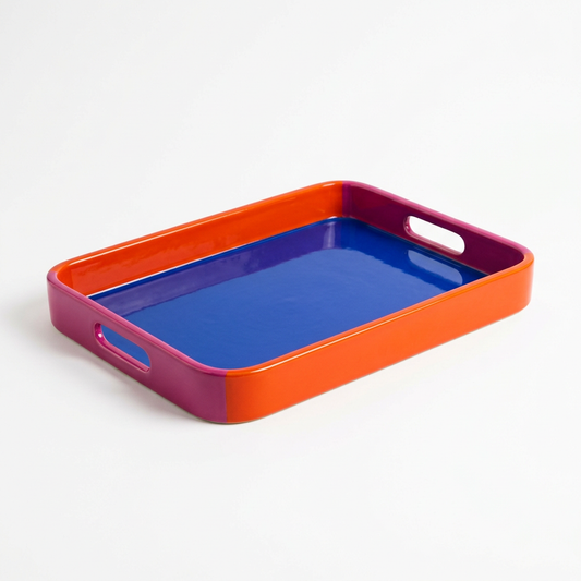 Colorblock decorative tray white background